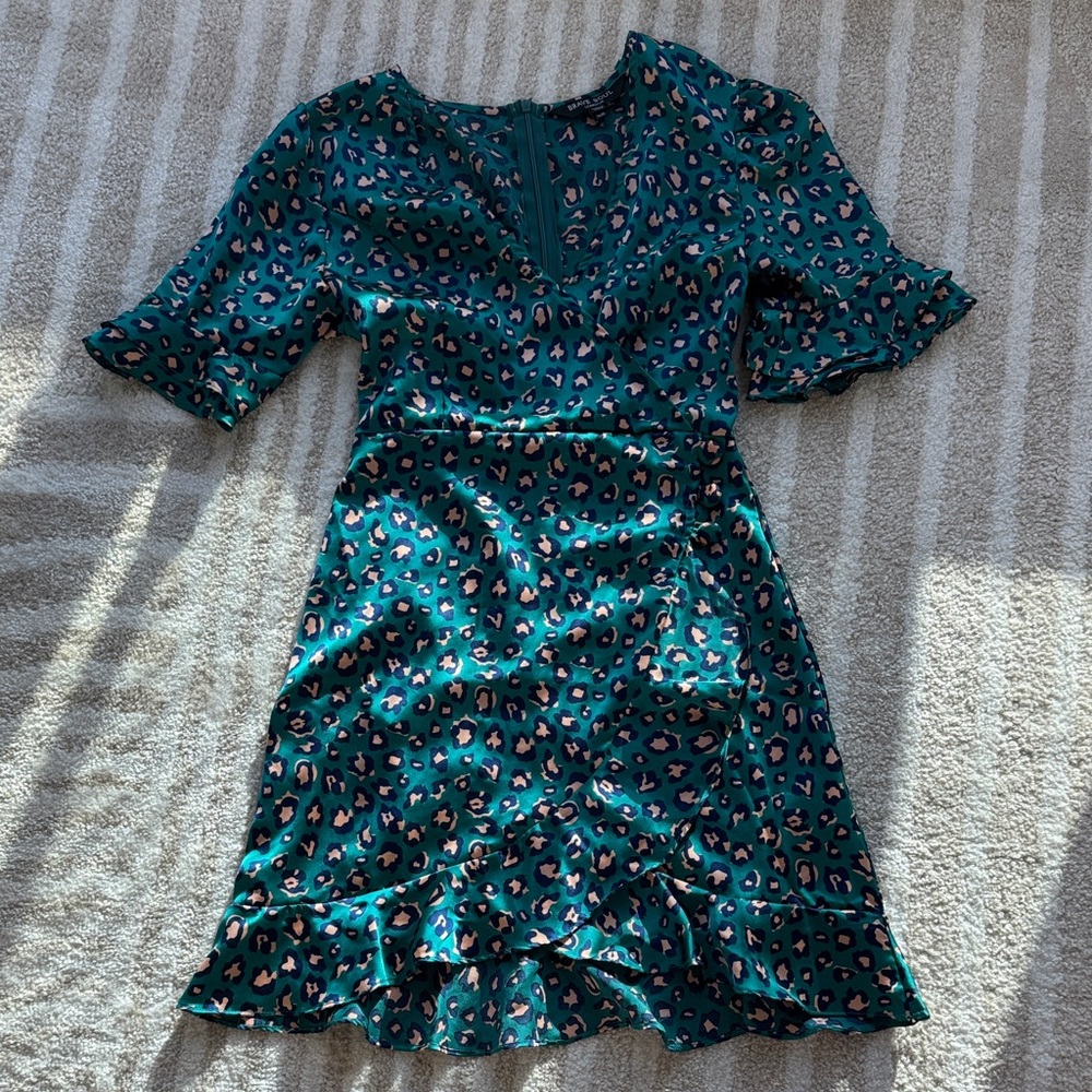 Stylish Teal Leopard Print Dress